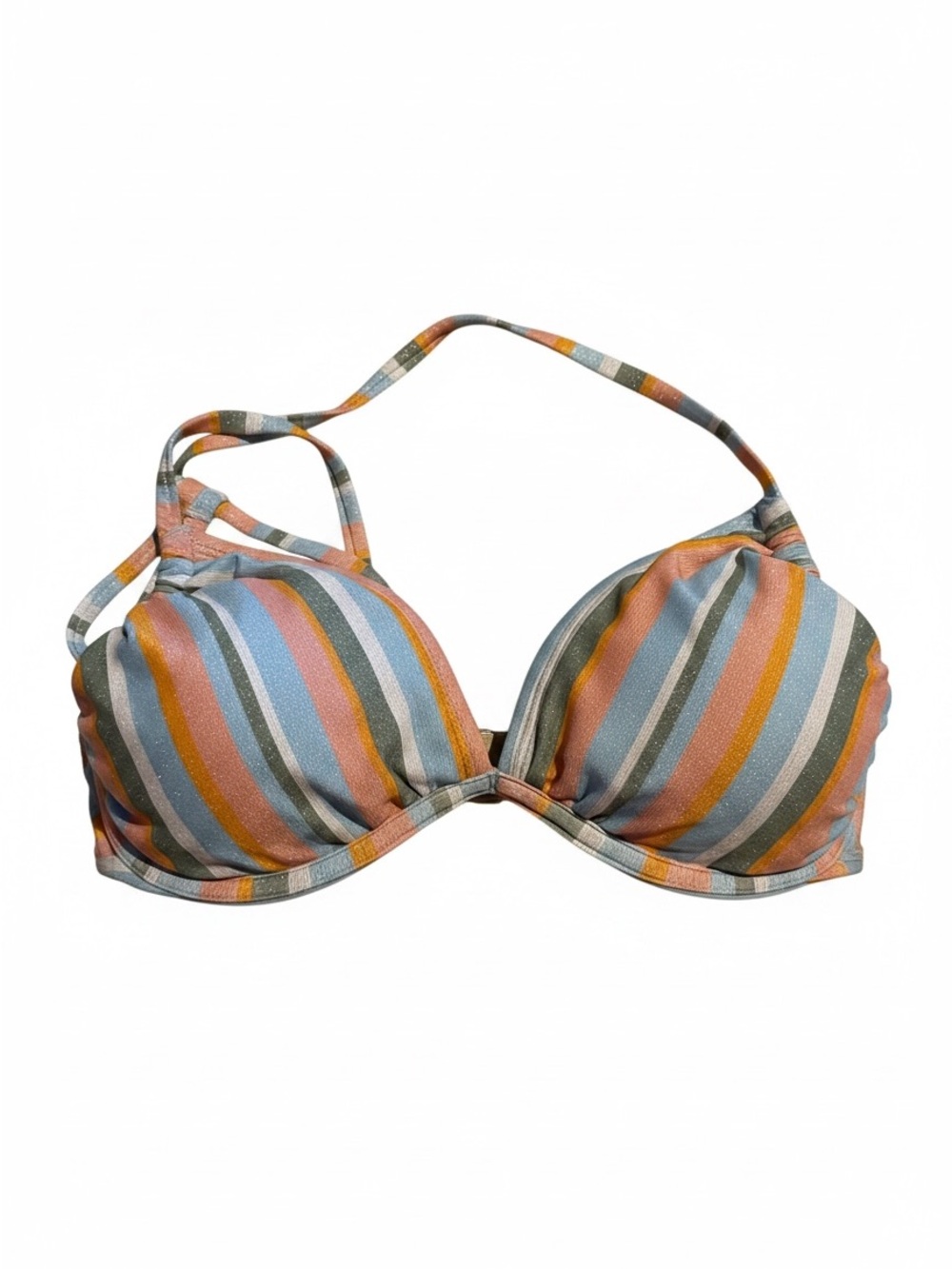 Wild Fable Women's Underwire Multicolor Lurex Stripe Bikini Top Size M